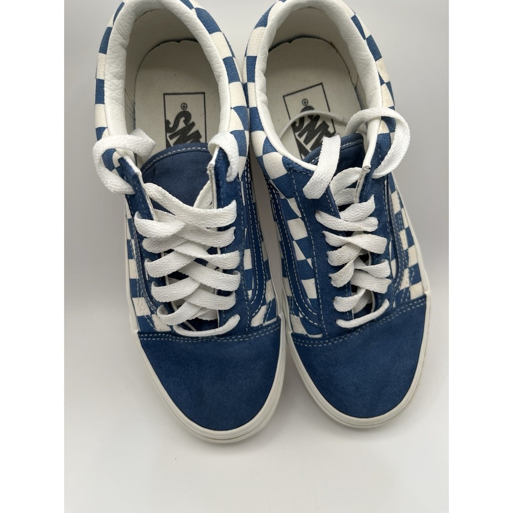 Vans Old Skool Blue Checkerboard Suede Canvas Skate Shoes Mens 5 Womens 6.5 - Picture 3 of 8